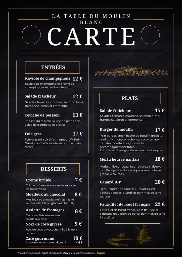 Menu_La table du Moulin Blanc_Saint-Christoly-de-Blaye_image_1