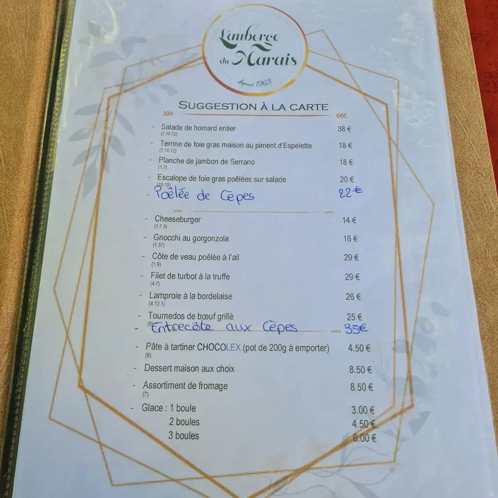 Menu_Auberge du Marais_Bouliac_immagine_1