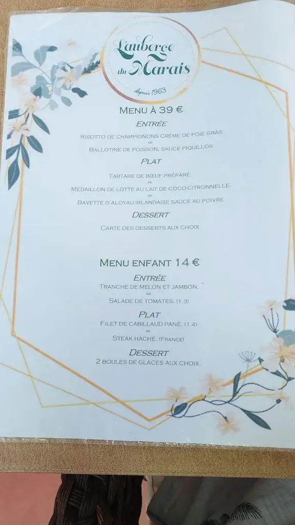 Menu_Auberge du Marais_Bouliac_immagine_2