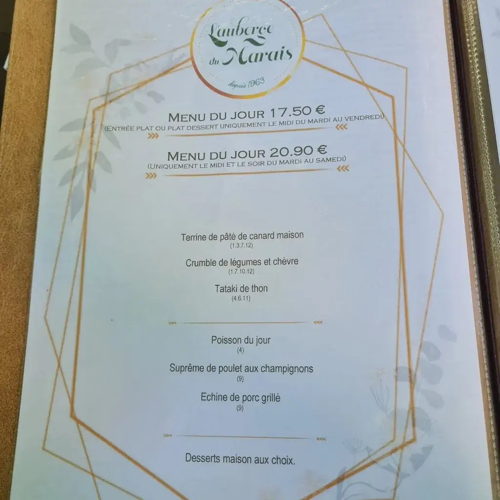 Menu_Auberge du Marais_Bouliac_immagine_3