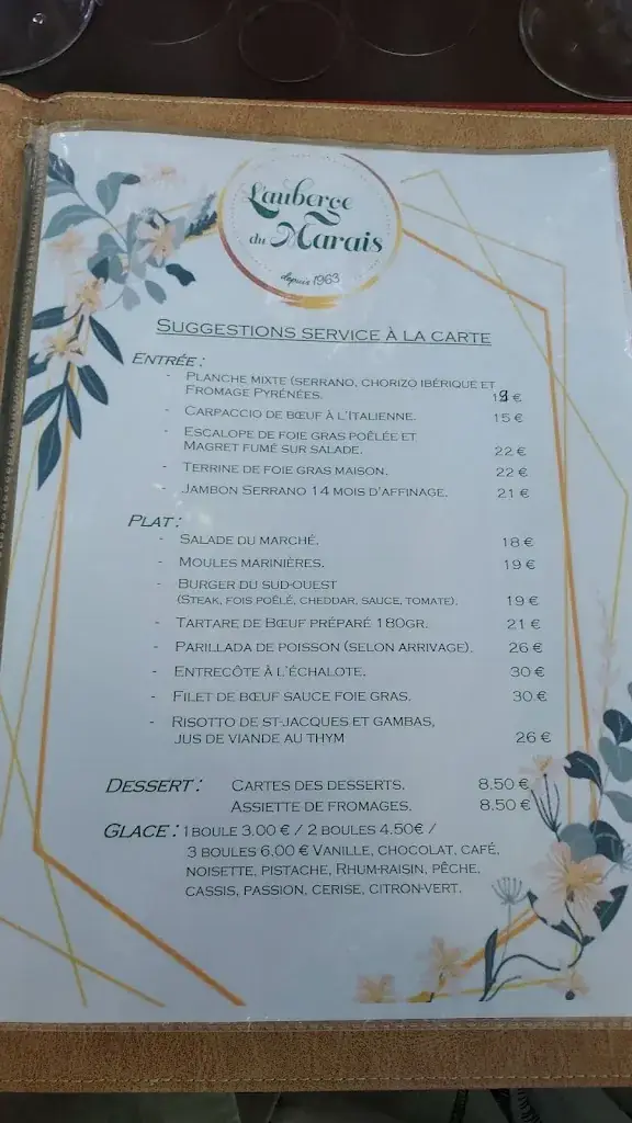 Menu_Auberge du Marais_Bouliac_immagine_4