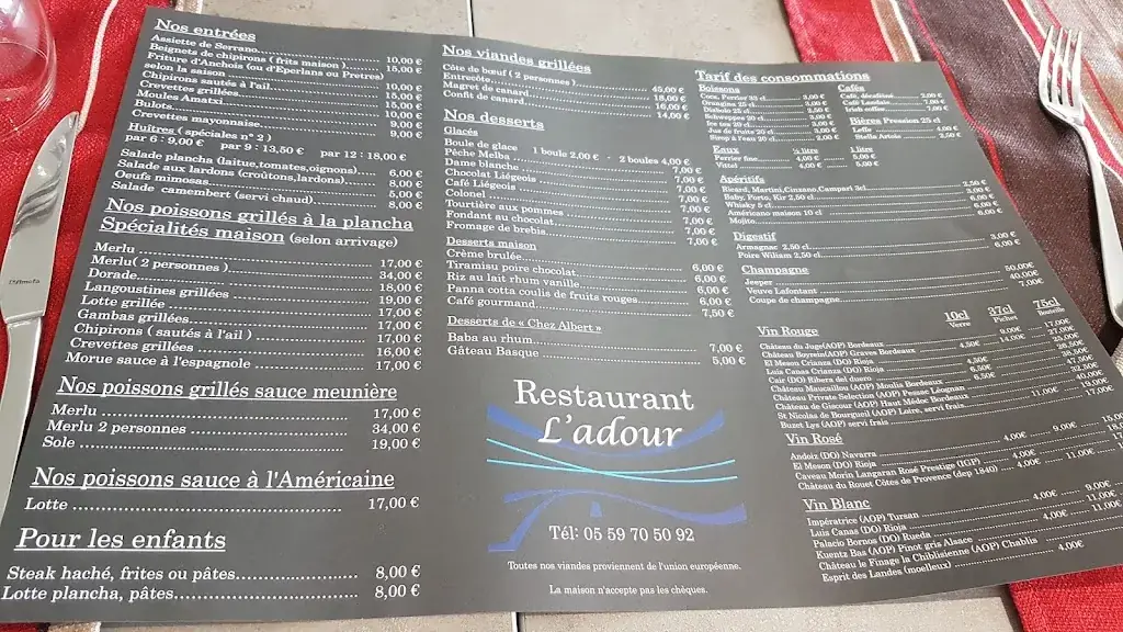 Menu_L'Adour_Boucau_immagine_3