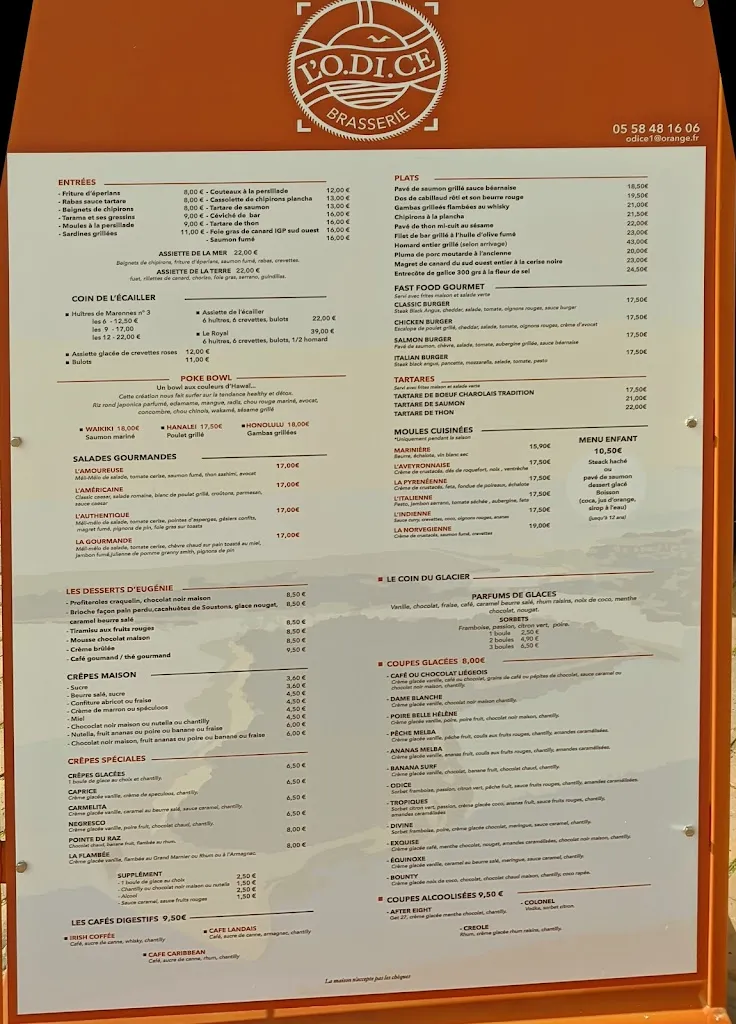 Menu_Restaurant Brasserie L Odice Crêpes Glaces Bar_Vieux-Boucau-les-Bains_image_4
