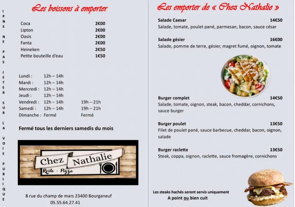 Menu_Chez Nathalie_Bourganeuf_imagen_1