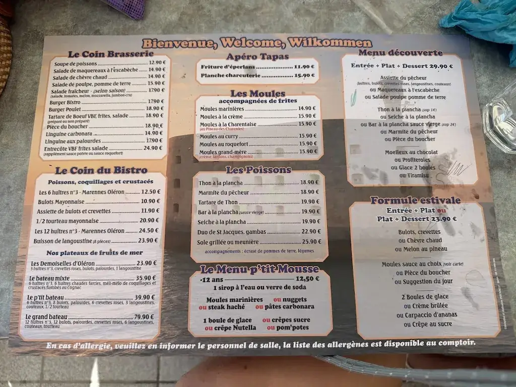 Menu_Le Bistro de la mer_Saint-Georges-d'Oléron_immagine_2