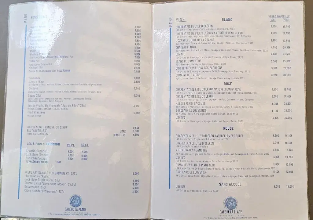 Menu_Le Café de la Plage_Saint-Georges-d'Oléron_image_2