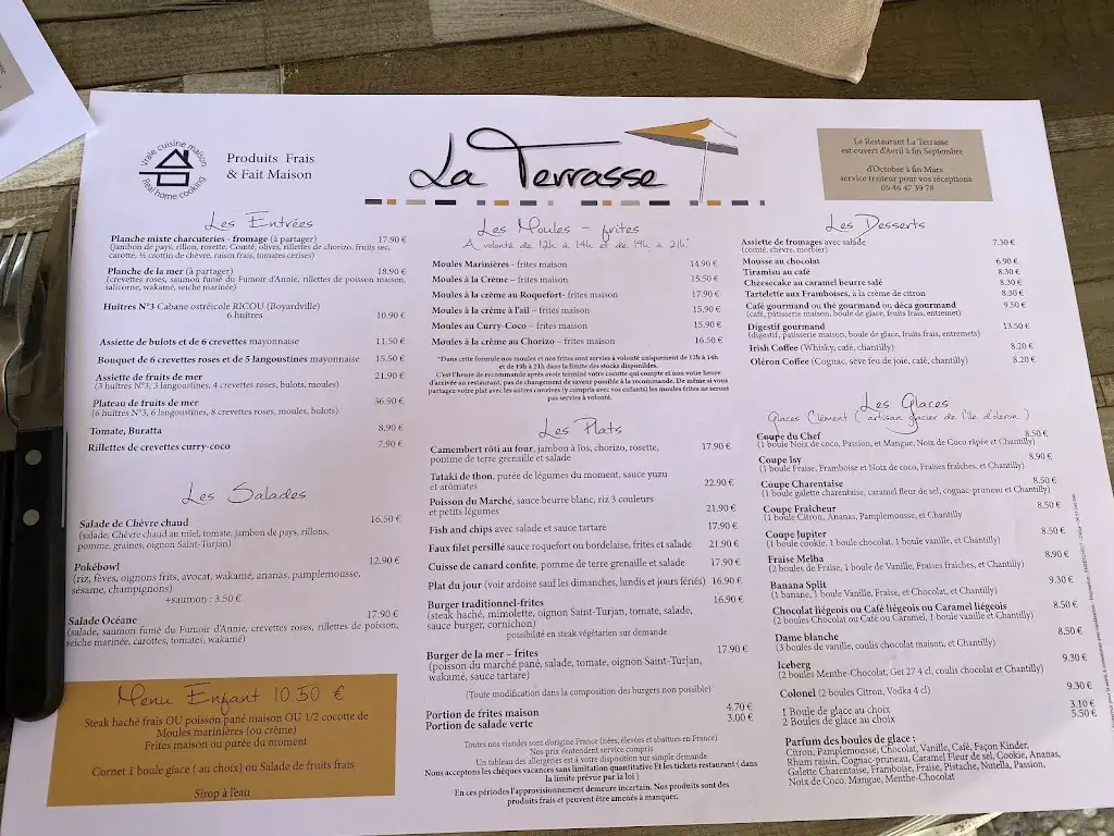 Menu_La Terrasse_Saint-Georges-d'Oléron_image_1