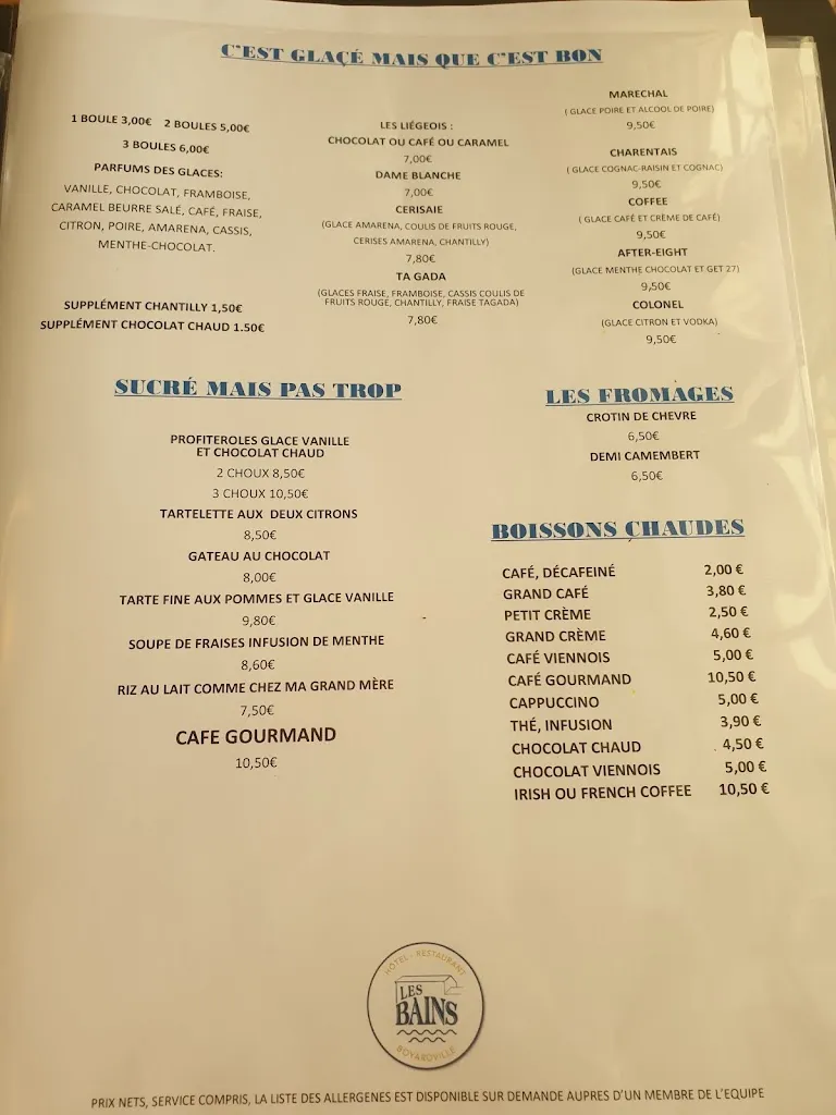 Menu_Hôtel Restaurant Les Bains_Saint-Georges-d'Oléron_image_2