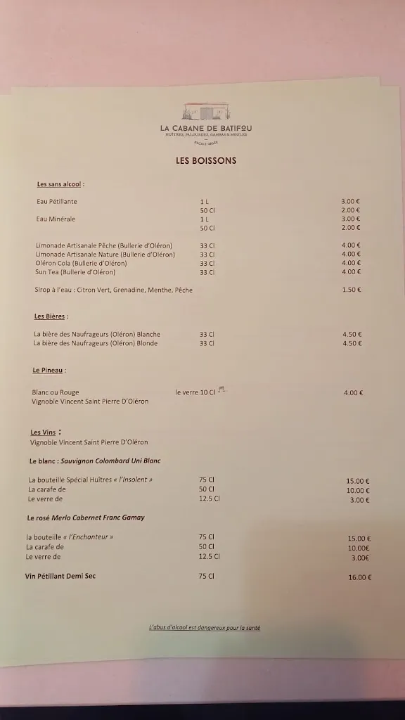 Menu_La cabane de Batifou_Dolus-d'Oléron_image_1