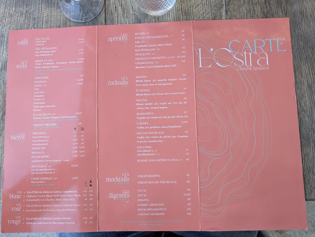 Menu_L'Ostra_Saint-Georges-d'Oléron_immagine_1