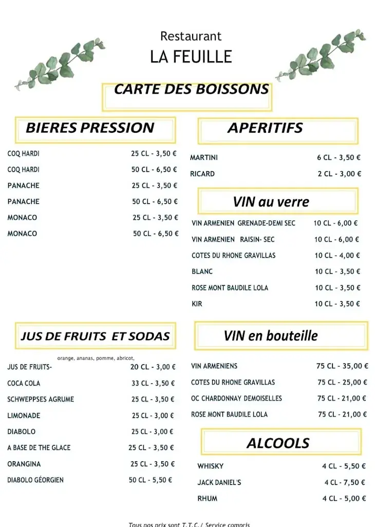 Menu_Restaurant La Feuille_Brive-la-Gaillarde_image_2