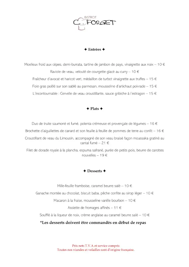 Menu_Restaurant/Pub C.forget_Brive-la-Gaillarde_image_1