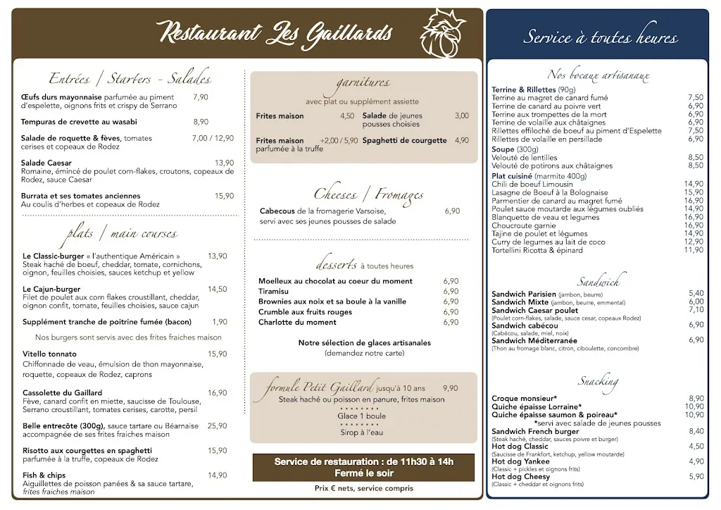 Menu_RESTAURANT LES GAILLARDS_Brive-la-Gaillarde_image_1