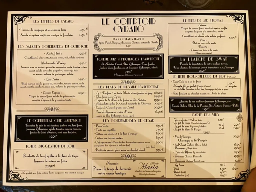Menu_Le comptoir Cyrano_Bourboule_image_1