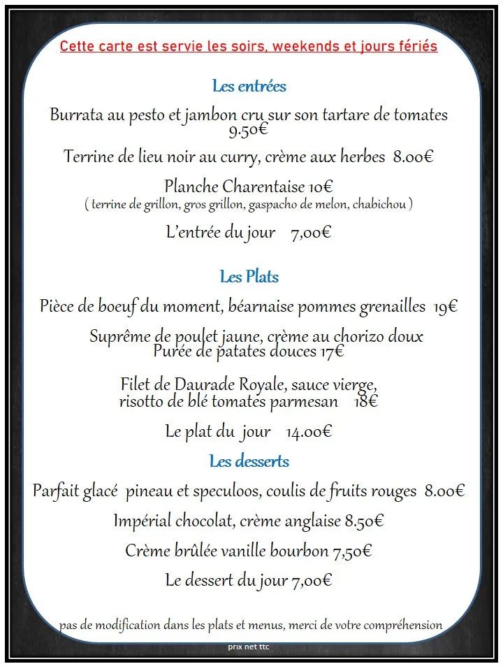 Menu_Restaurant Les Bujoliers_Saint-Césaire_immagine_3