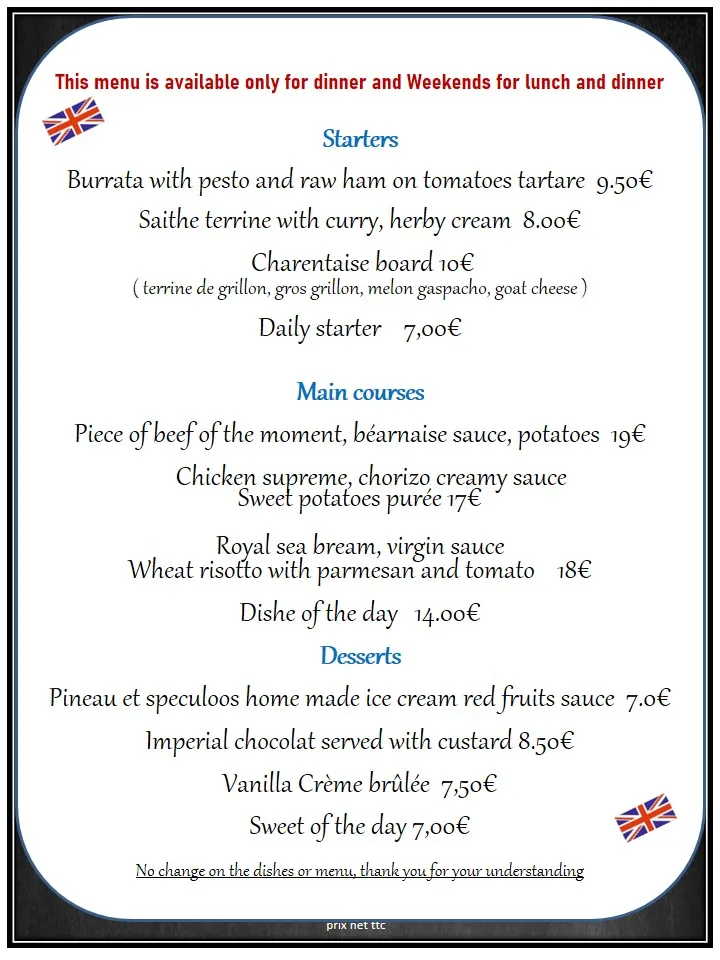 Menu_Restaurant Les Bujoliers_Saint-Césaire_immagine_4