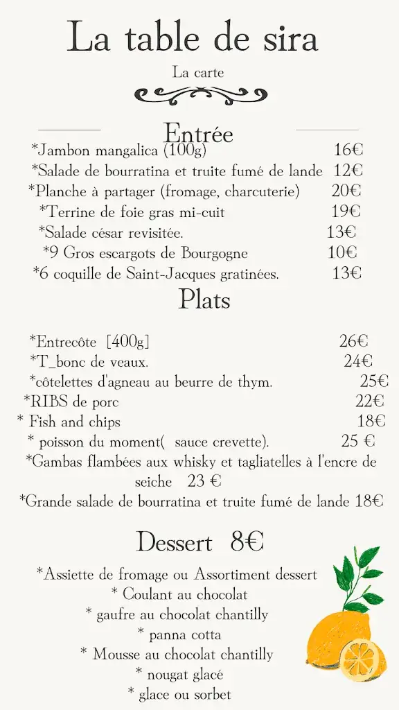 Menu_La table de sira_Buzet-sur-Baïse_image_1