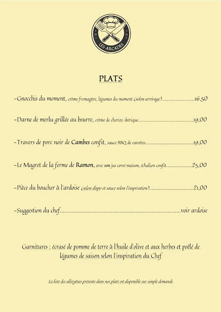 Menu_Restaurant Les Arcades_Damazan_image_1