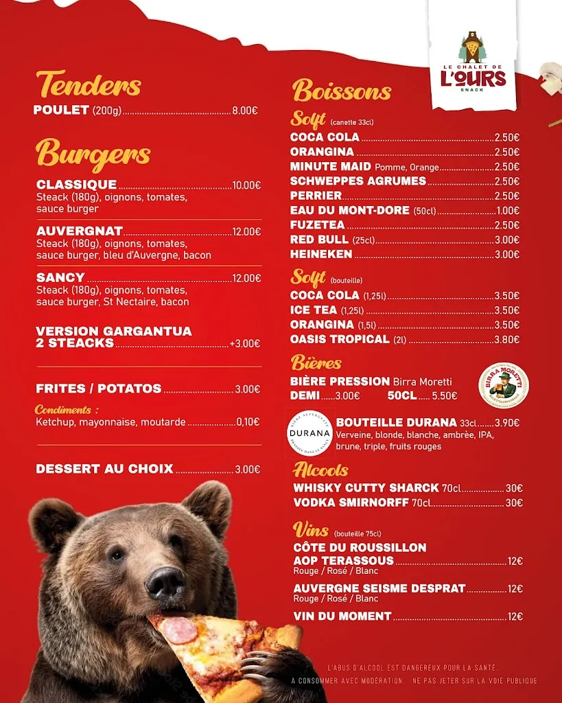 Menu_Le Chalet de l'Ours_Bourboule_image_1