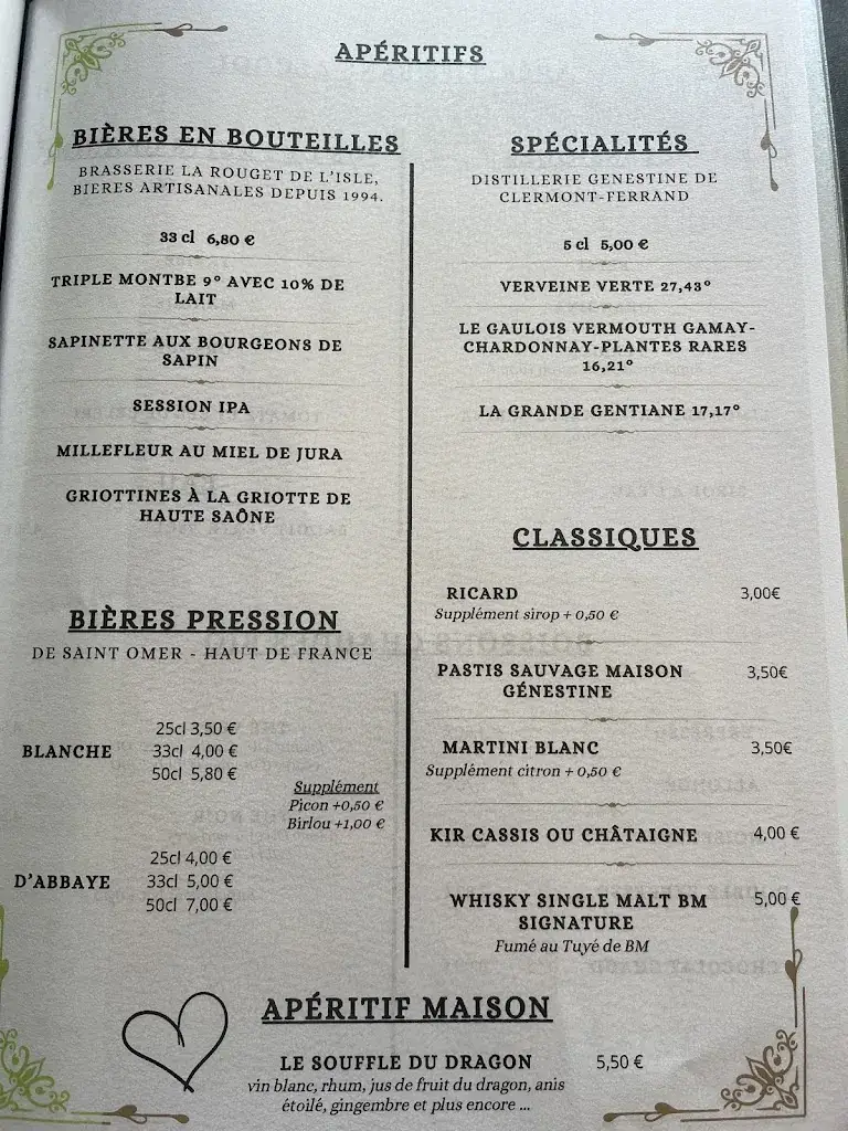 Menu_Restaurant la Bourboule LA TABLE DE GRAËL LA ROCHE DES FÉES_Bourboule_image_1