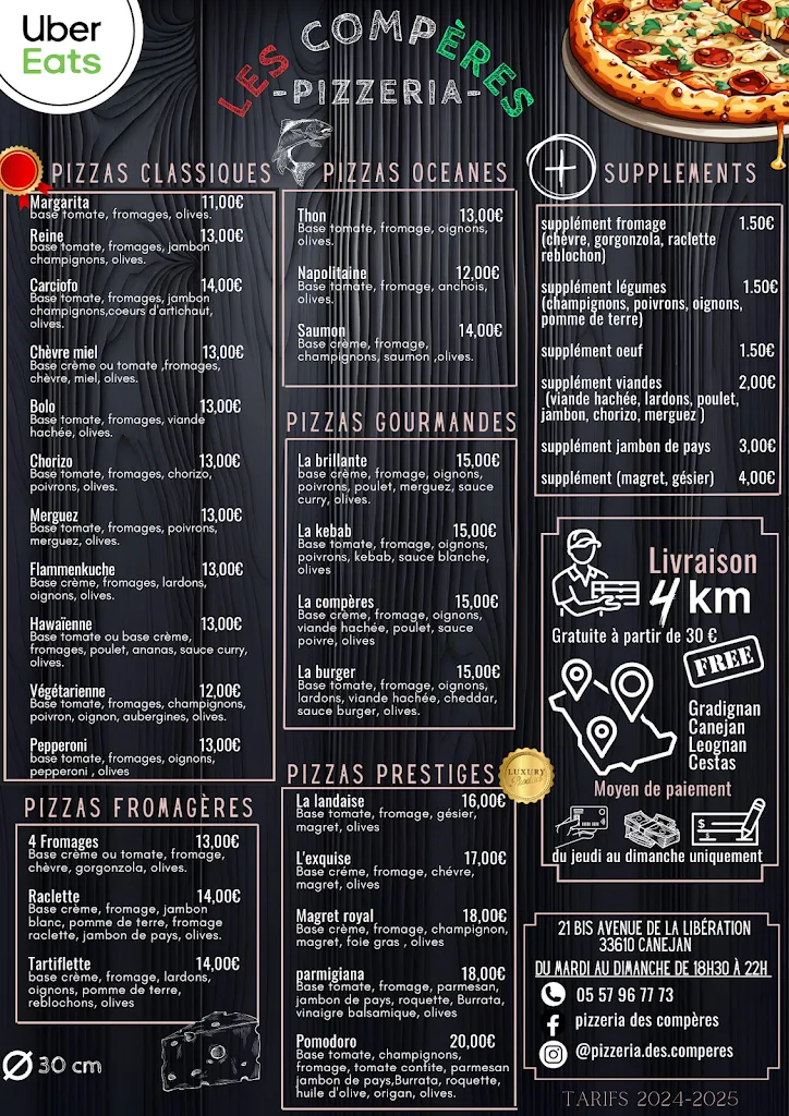 Menu_Pizzeria des compères_Canéjan_immagine_2
