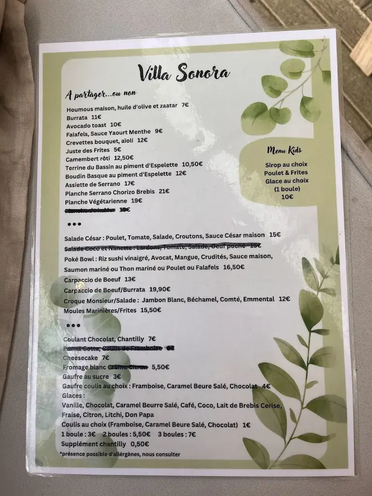 Menu_Villa Sonora_Carcans_image_2