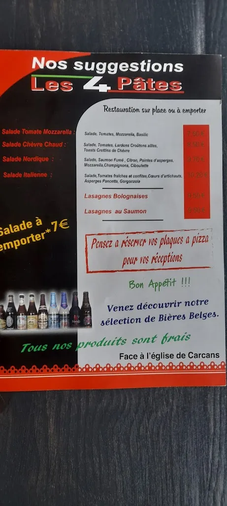 Menu_Pizzeria Les 4 Pâtes_Carcans_image_4