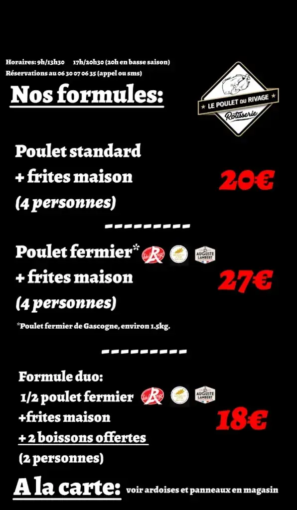 Menu_Le Poulet du Rivage_Carcans_image_1