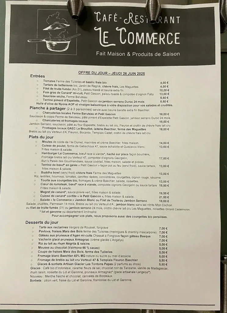 Menu_Restaurant Bar Le Commerce_Castelmoron-sur-Lot_immagine_3