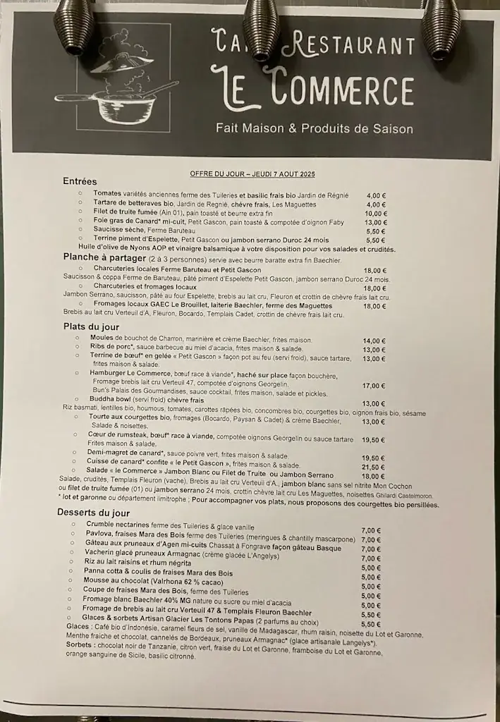 Menu_Restaurant Bar Le Commerce_Castelmoron-sur-Lot_immagine_4