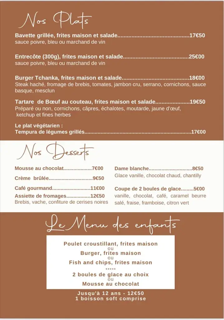Menu_RESTAURANT LA TCHANKA_Castets_image_1