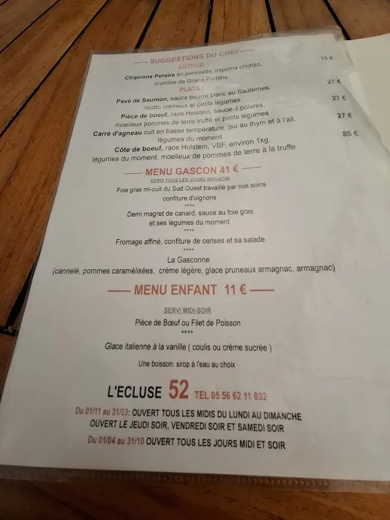Menu_ECLUSE 52 Restaurant_Castillon_image_2