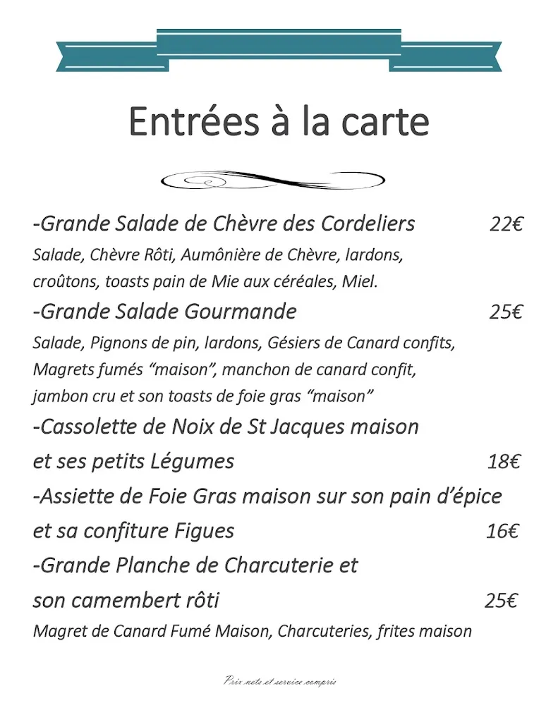 Menu_Restaurant Les Cordeliers & Hôtel Les Cordeliers_Casteljaloux_image_2