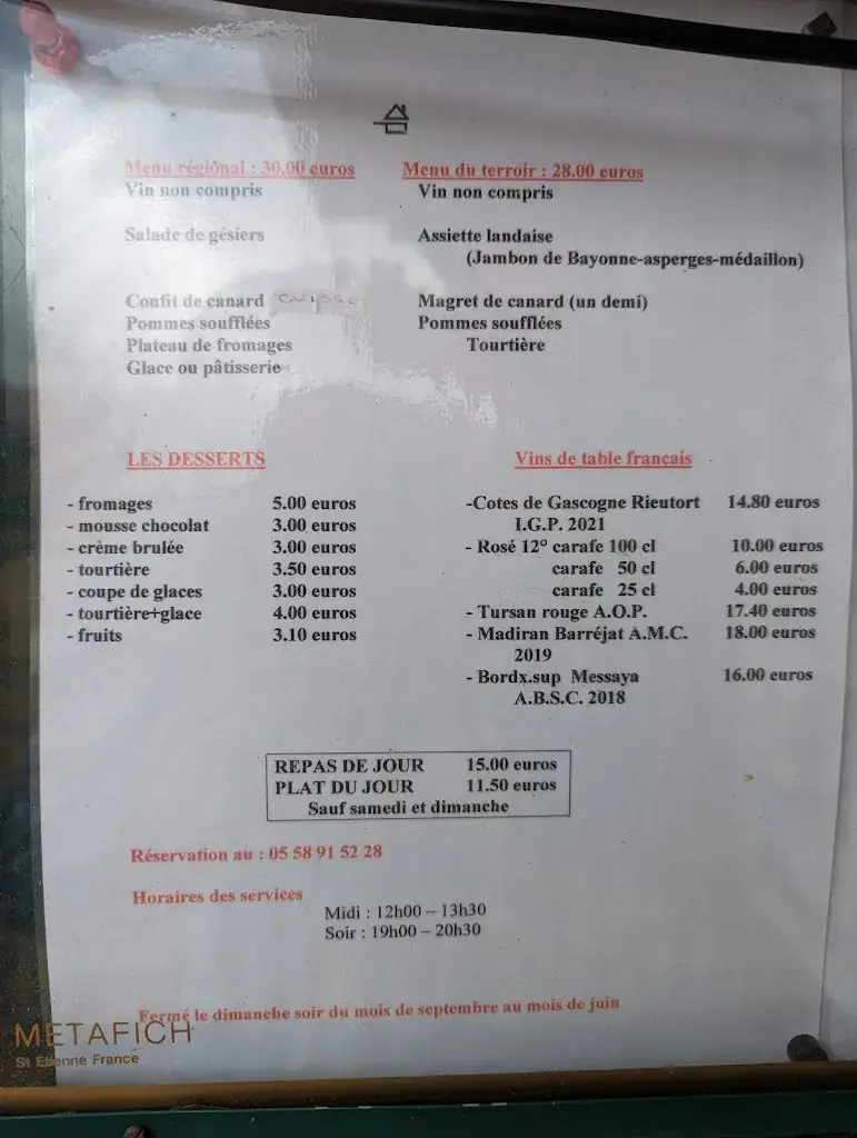 Menu_Hôtel Restaurant La Bergerie_Herm_imagen_1