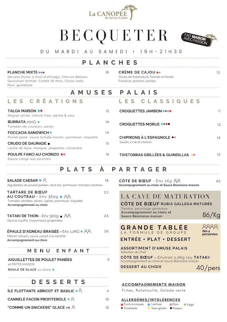 Menu_La Canopée de Serres-Castet_Serres-Castet_image_1