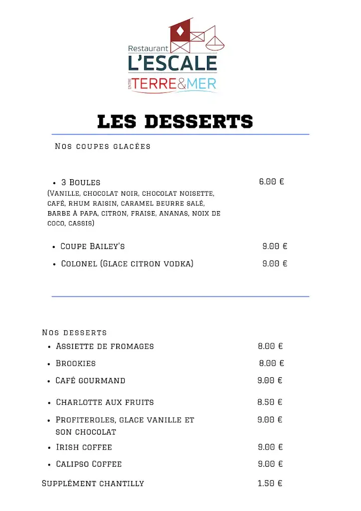 Menu_Restaurant L'escale Entre Terre Et Mer_Cavignac_image_2