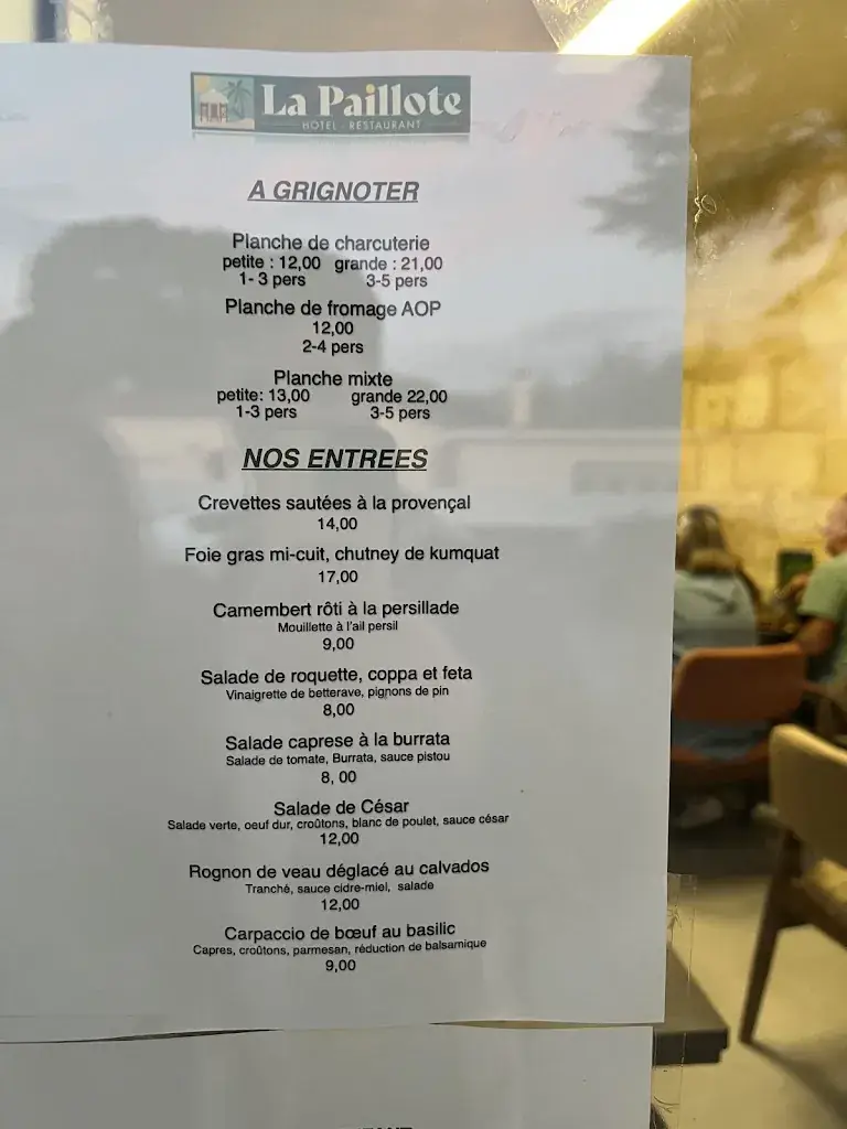 Menu_Restaurant la paillote_Cavignac_image_1