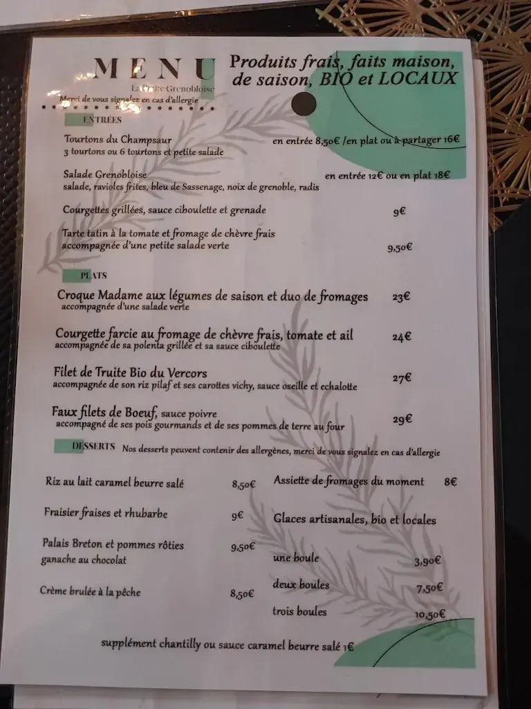 Menu_Restaurant La Petite Grenobloise_Grenoble_immagine_2