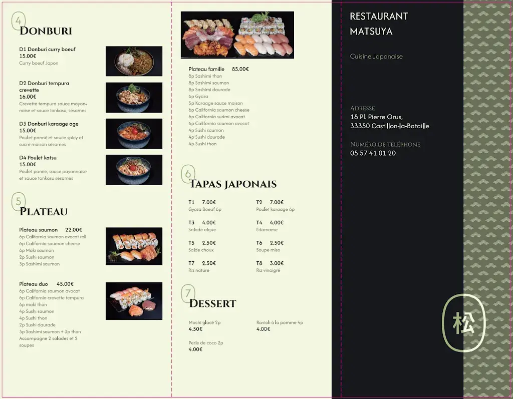 Menu_Matsuya castillon-la-Bataille_Castillon-la-Bataille_image_2