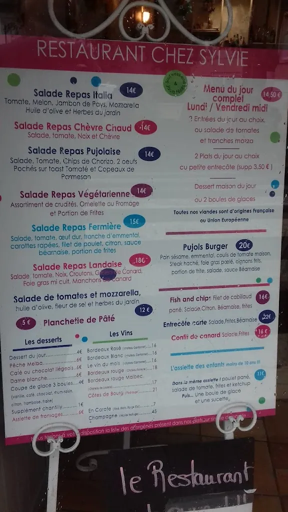 Menu_Restaurant Chez Sylvie By MALVINA_Pujols_image_1