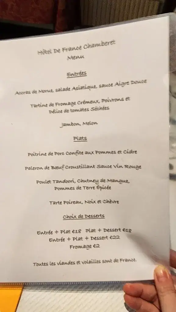 Menu_Hôtel de France_Chamberet_immagine_1