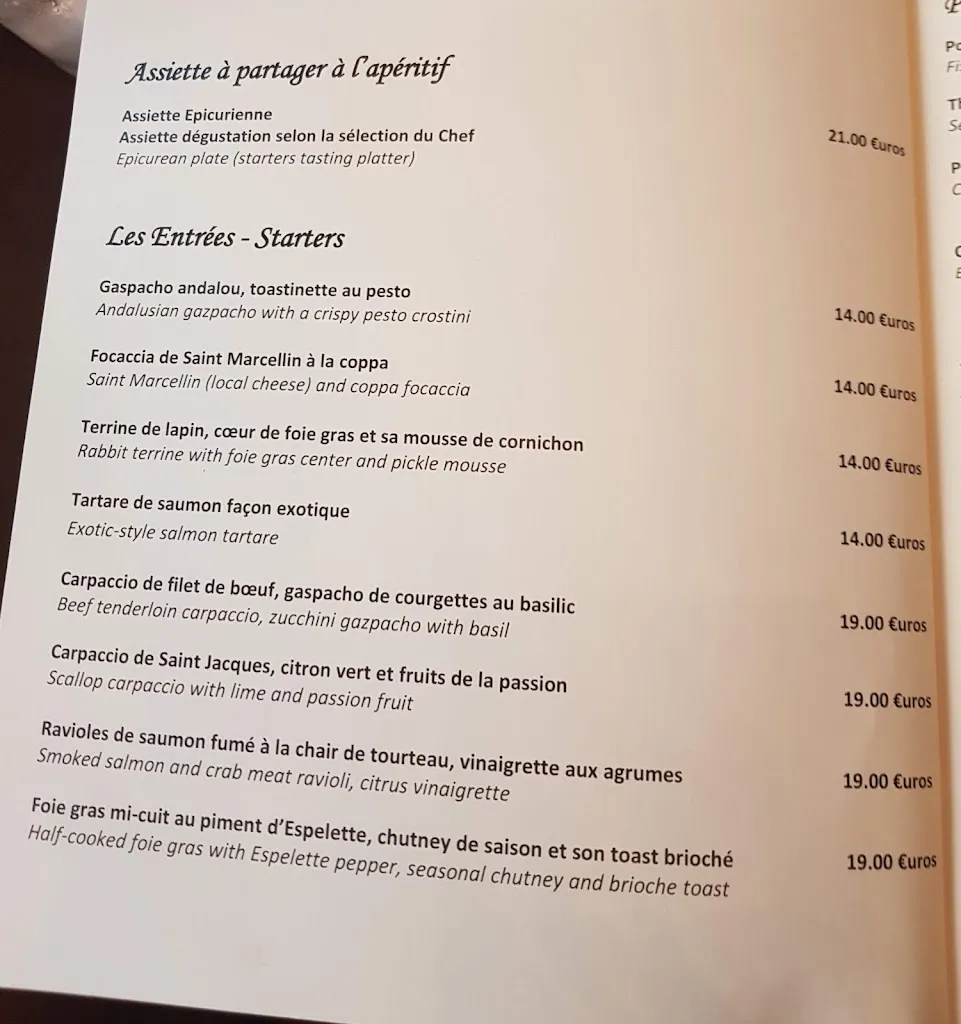 Menu_Restaurant L'Épicurien_Grenoble_image_1