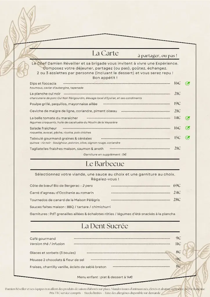 Menu_La Restaurant du Château des Reynats_Chancelade_image_1