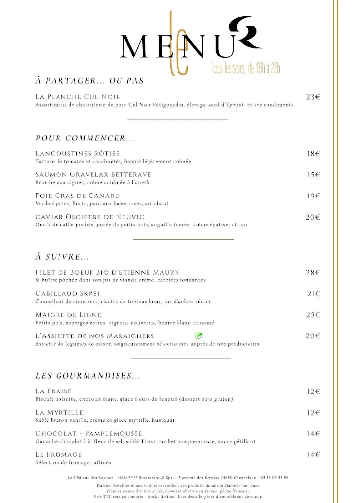 Menu_La Restaurant du Château des Reynats_Chancelade_image_2