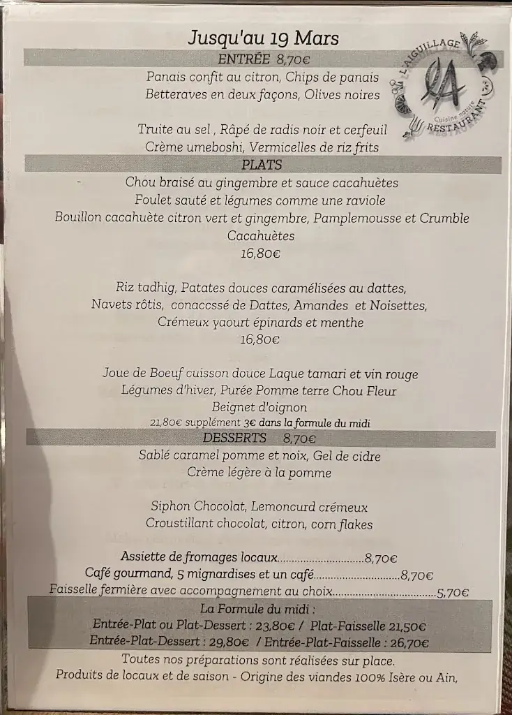 Menü_Restaurant L'Aiguillage_Grenoble_Bild_1