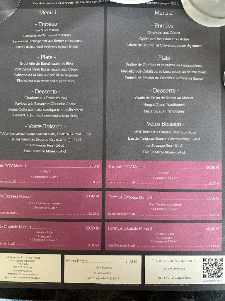 Menu_La Taverne du Sommelier_Tulle_image_1