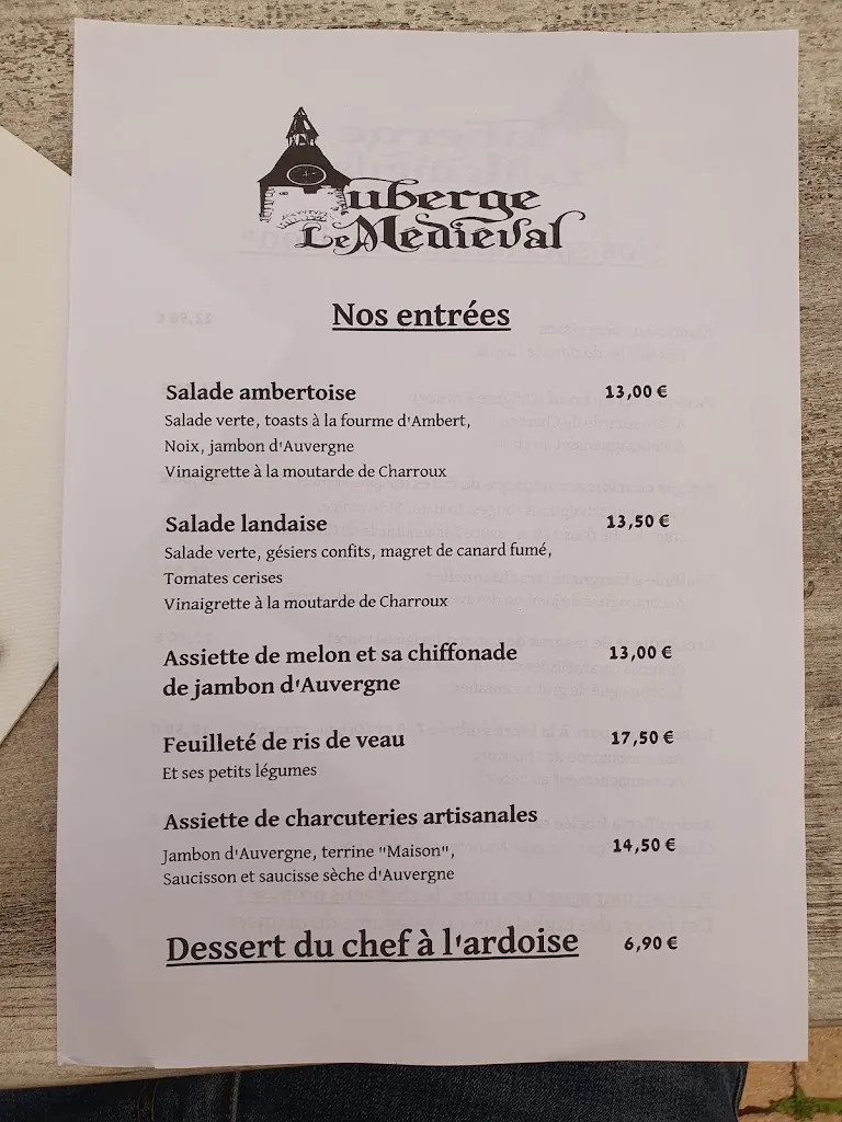 Menu_Auberge Le Médiéval_Charroux_image_2