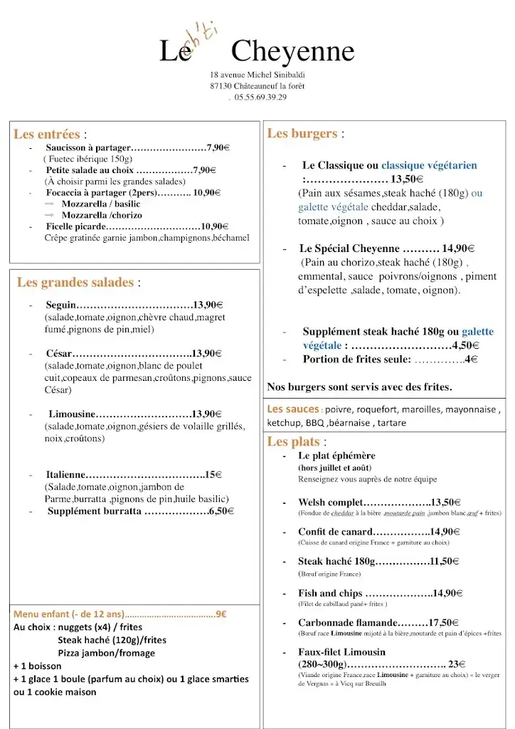 Menu_Restaurant le cheyenne_Châteauneuf-la-Forêt_image_3