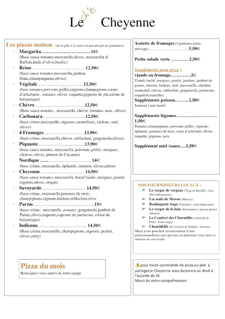 Menu_Restaurant le cheyenne_Châteauneuf-la-Forêt_image_4