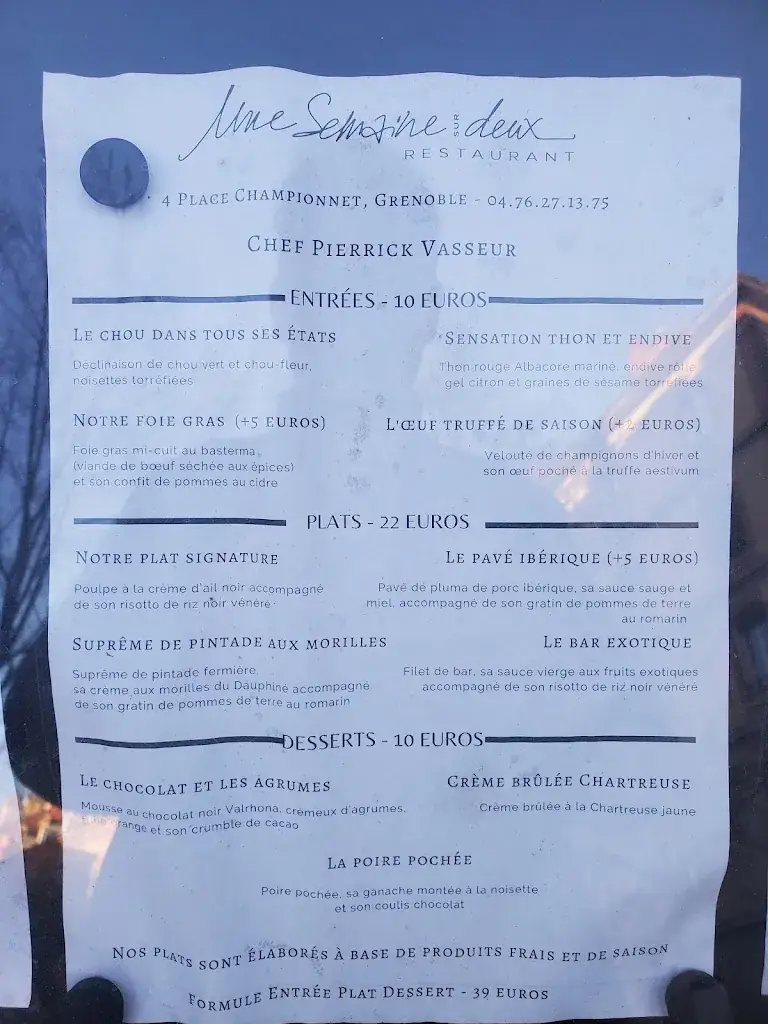 Menu_Restaurant Une Semaine sur Deux_Grenoble_image_1
